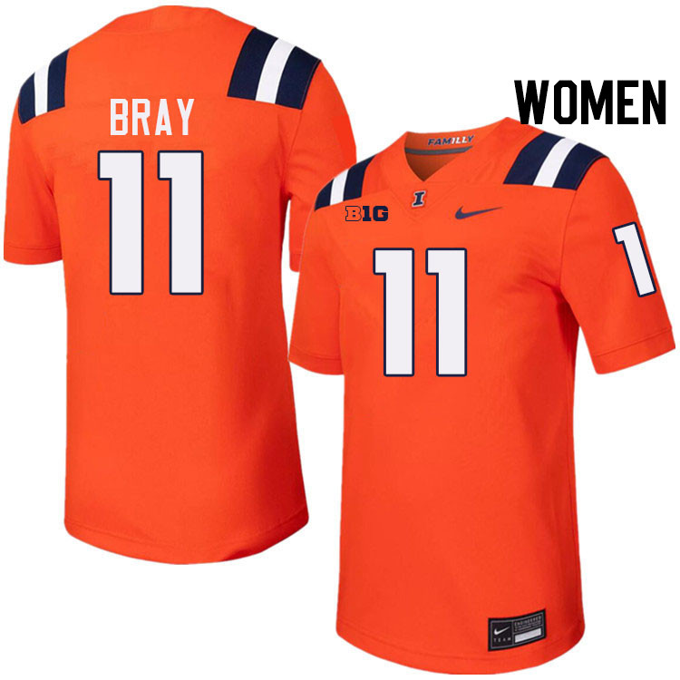 Women #11 Alex Bray Illinois Fighting Illini College Football Jerseys Stitched-Orange